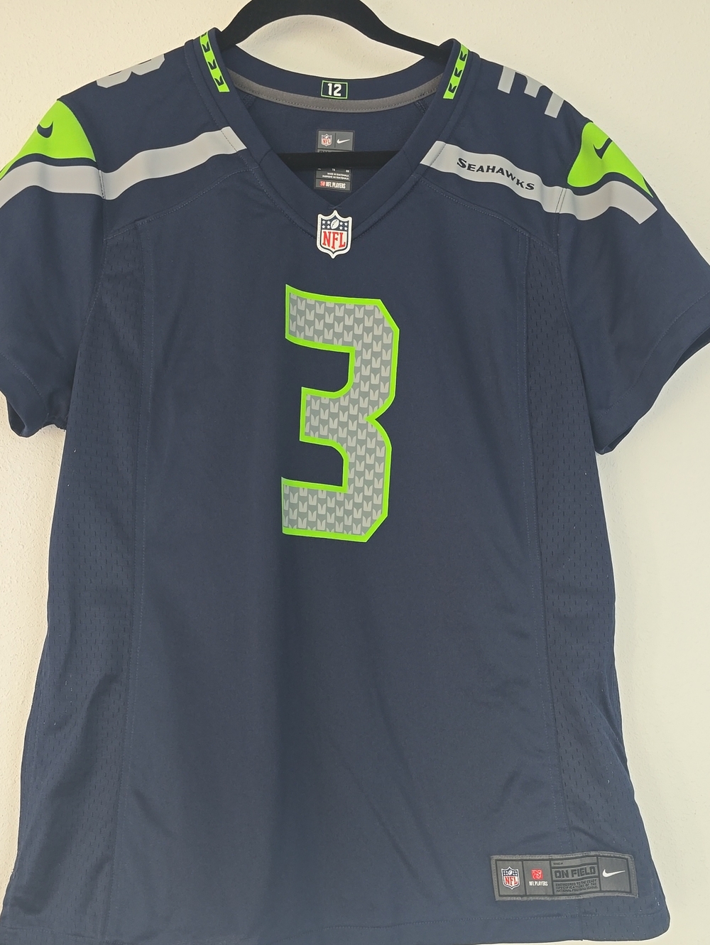 Nike/NFL Seattle Seahawks Navy and Volt #3 WILSON Jersey